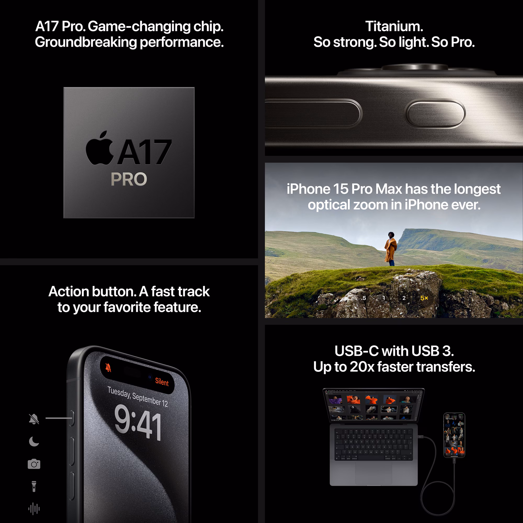 iPhone 15 Pro 5G smartphone 128GB Sort Titanium iPhone 15 Pro 5G smartphone 128GB Sort Titanium
